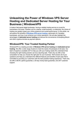 VPS Server Canada: Unleashing Ultimate Web Performance!